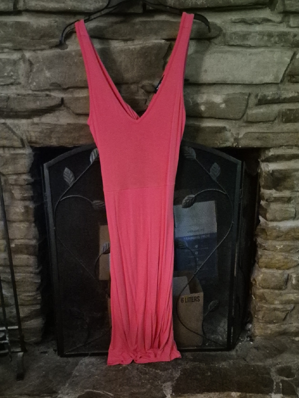 BCBG Sleeveless V-Neck Coral Pink Maxi Dress